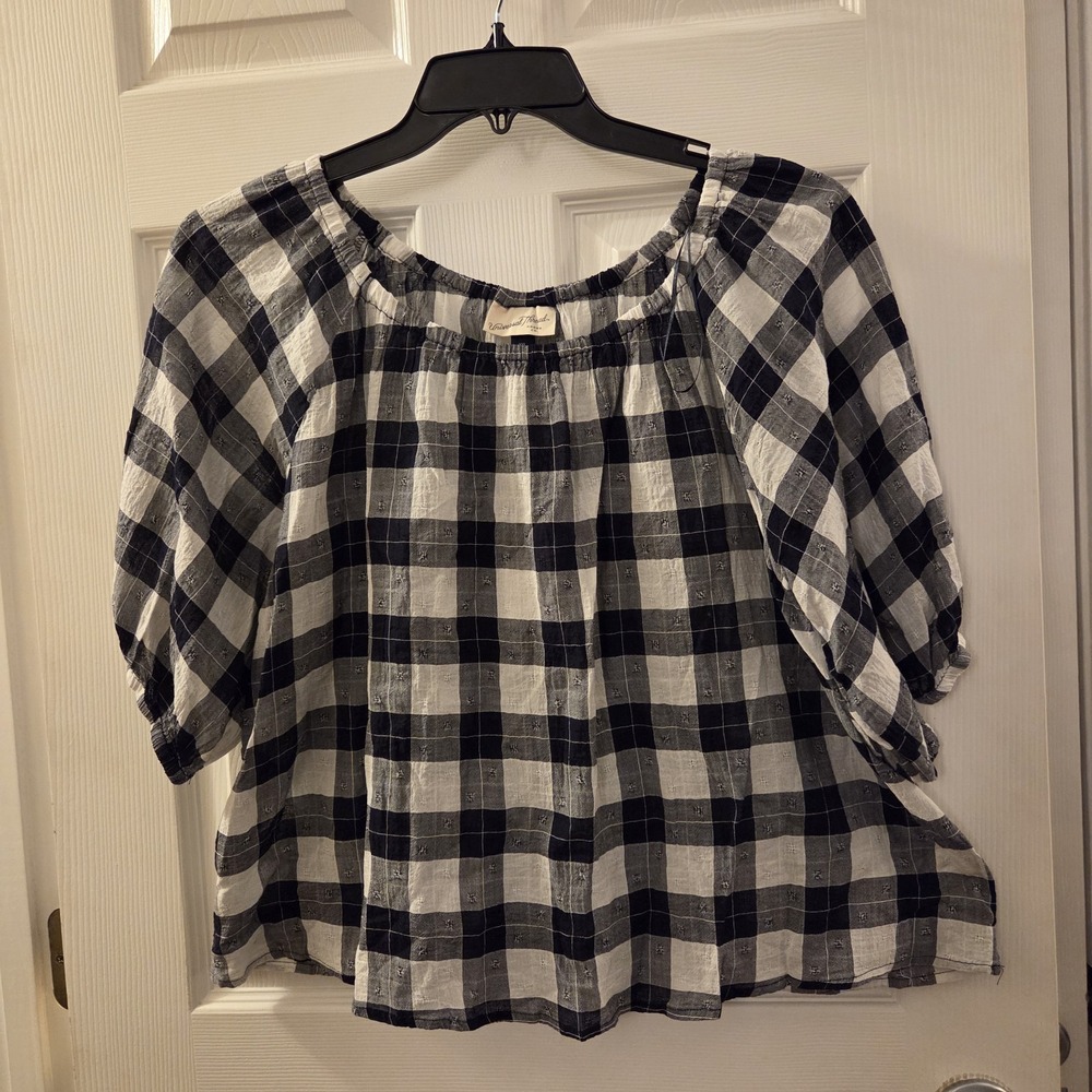 Universal Thread sz XXL blue plaid cotton bld lightweight shirt NWT cottagecore